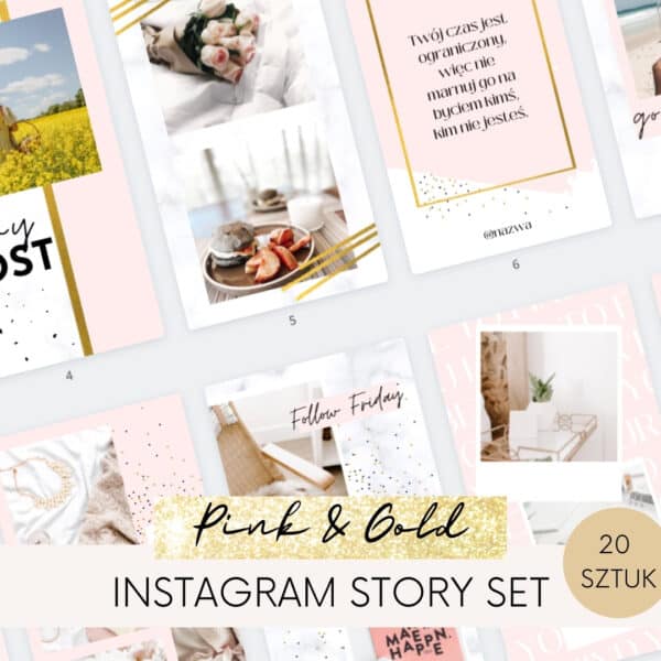Pink&Gold | Sszablony Instagram stories